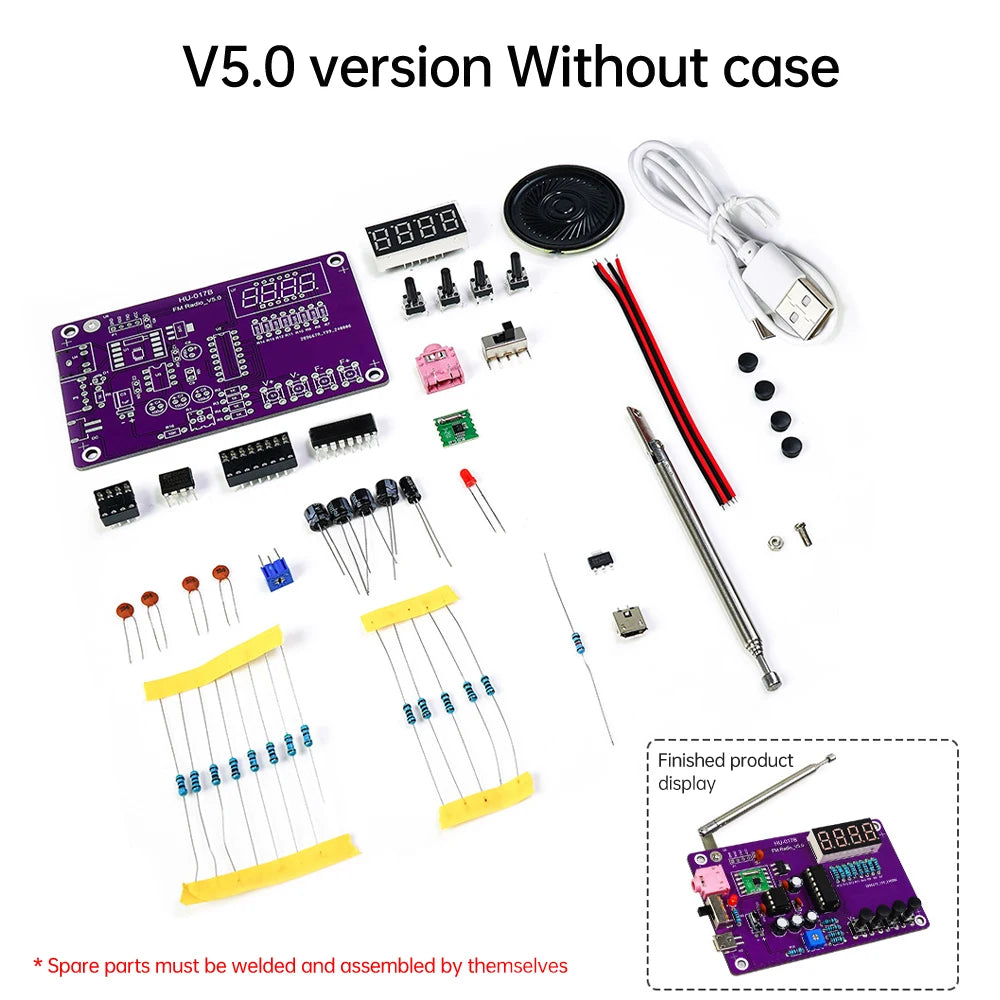 DIY FM Radio Kit 87-108MHz - Electronic Assembly Project with LED Display & Volume Control | RDA5807 Radio Module Building Kit for Learning