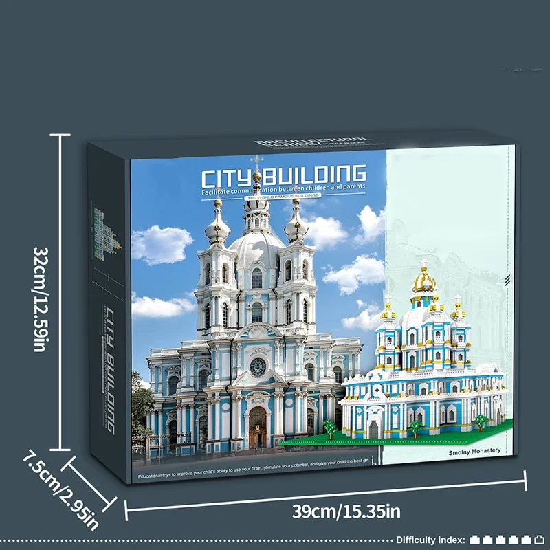 3737PCS Smolny Cathedral Building Blocks Set - World Famous Architecture Model Kit, Micro Bricks DIY Street View Puzzle - Educational Toys for Kids 6+, Teens, Adults - Holiday Birthday Gift