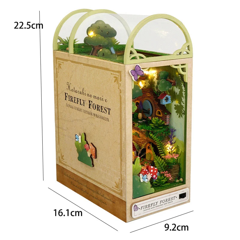 DIY Book Nook Kit for Bookshelves | 3D Wooden Puzzle Diorama with LED Light | Unique Gift for Adult Book Lovers