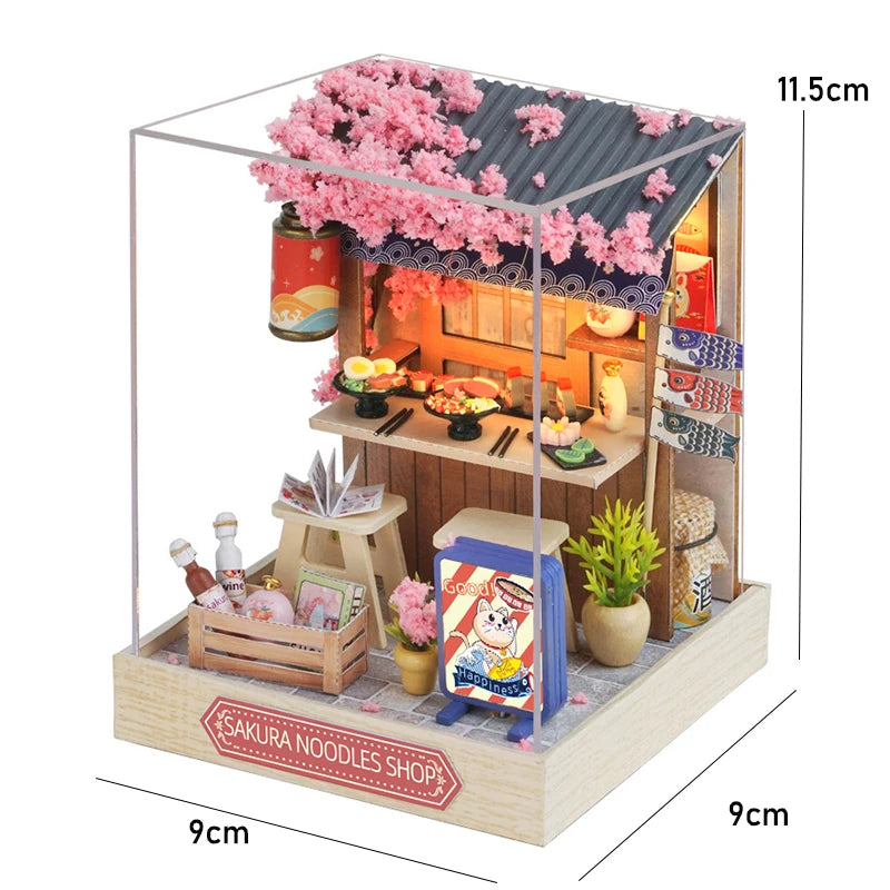 Premium Wooden Miniature Dollhouse Kit with Dust Cover - DIY Assembly Model Building Set | Complete Furniture & Instructions | Birthday Gift for Ages 8+