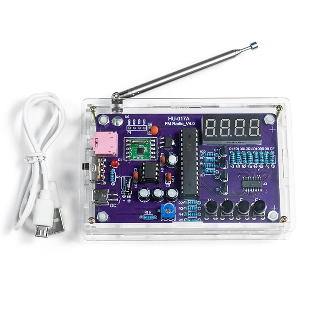 DIY FM Radio Kit 87-108MHz - Electronic Assembly Project with LED Display & Volume Control | RDA5807 Radio Module Building Kit for Learning