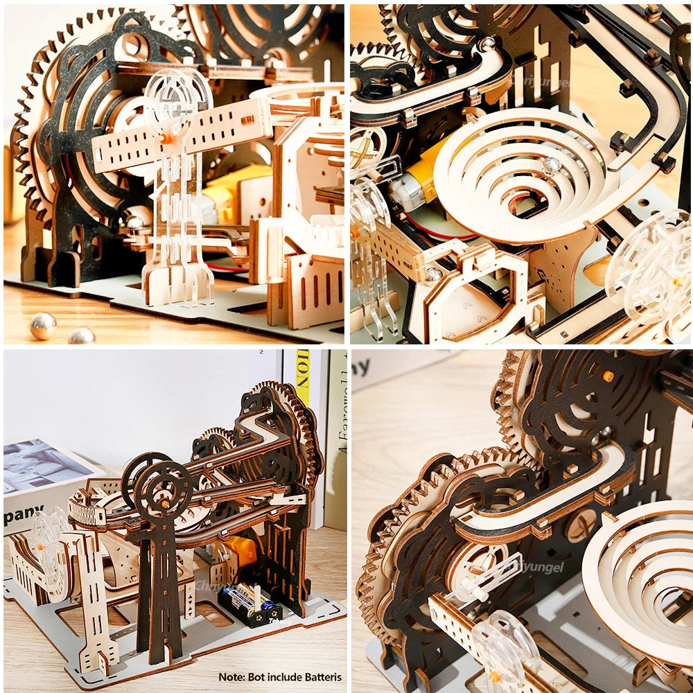 3D Wooden Marble Run Puzzle Kit - DIY Mechanical Engineering Building Set | STEAM Educational Toy for Kids & Adults | Birthday Gift Ages 3+