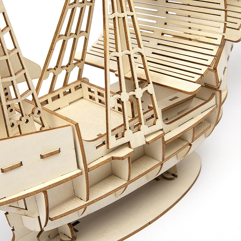 3D Wooden Sailboat Puzzle Model Kit - DIY Assembly Craft Project | Desktop Decoration & Educational Gift for Ages 6+ | Premium Wood Construction Set