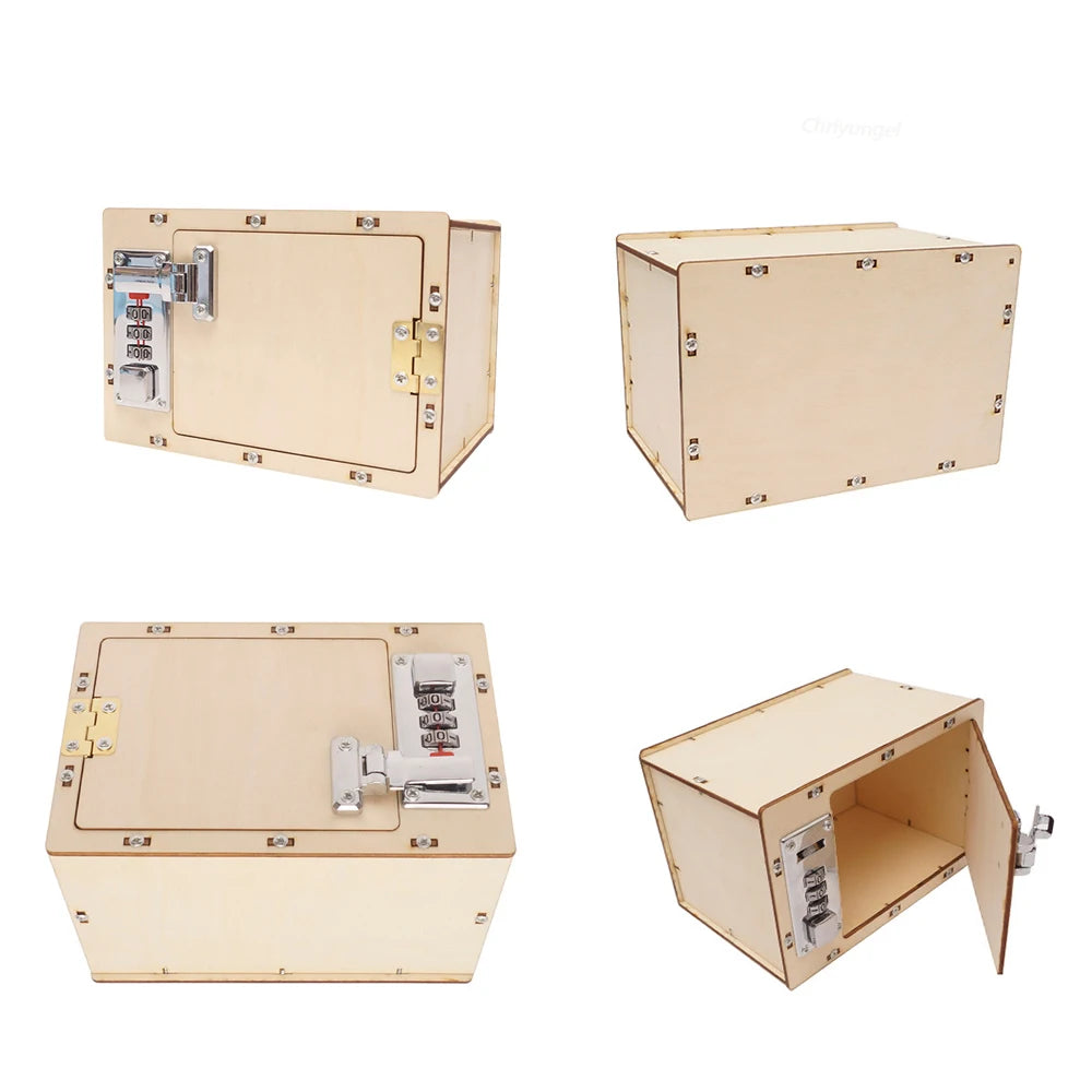 DIY Wooden Password Lock Box Kit - STEM Educational Science Project for Kids 6-12 | Code Box Assembly Learning Toy with Experiment Guide