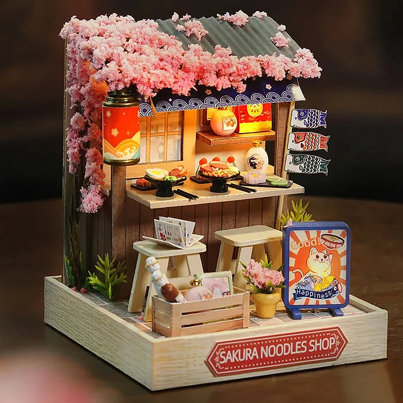 Mini DIY Dollhouse Kit with Dust Cover - 3D Wooden Assembly Model Building Set | Complete Bedroom Room Decoration & Birthday Gift 14+