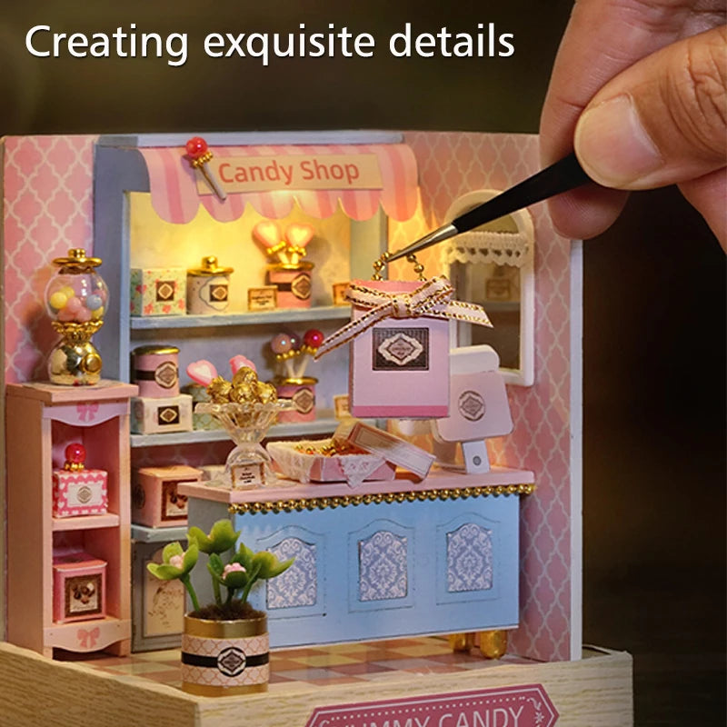Premium Wooden Miniature Dollhouse Kit with Dust Cover - DIY Assembly Model Building Set | Complete Furniture & Instructions | Birthday Gift for Ages 8+