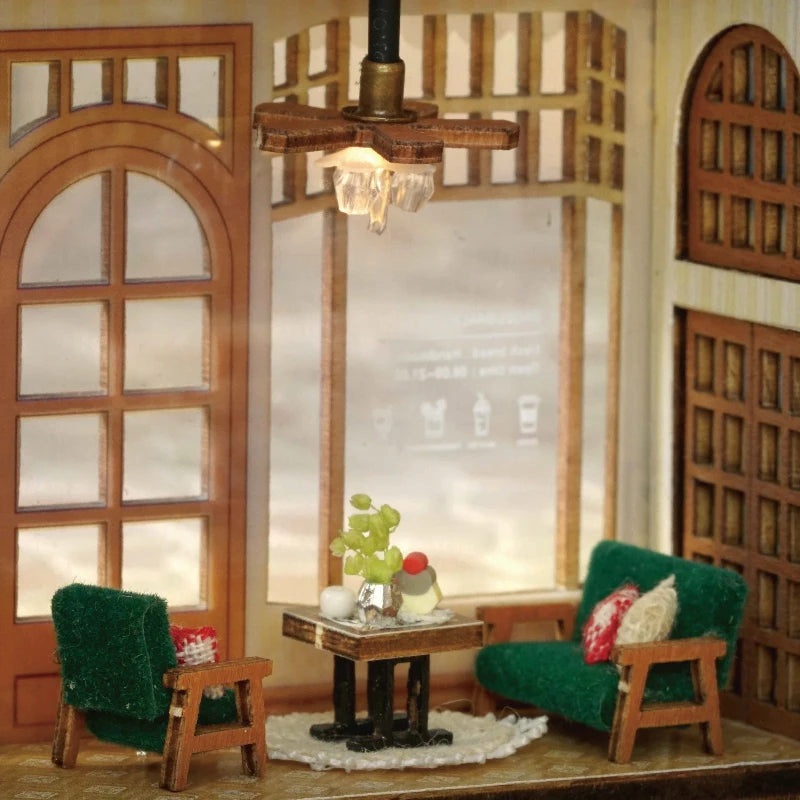 DIY Wooden Miniature Dollhouse Kit with LED Lighting & Furniture - 3D Assembly Model Building Set | Adult Craft Project & Home Decor Gift 14+