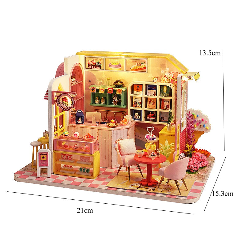 DIY Flower House Dollhouse Kit with LED Lights - Wooden 3D Miniature Building Set | Handmade Craft Model for Adults & Teens 14+ | Creative Assembly Toy