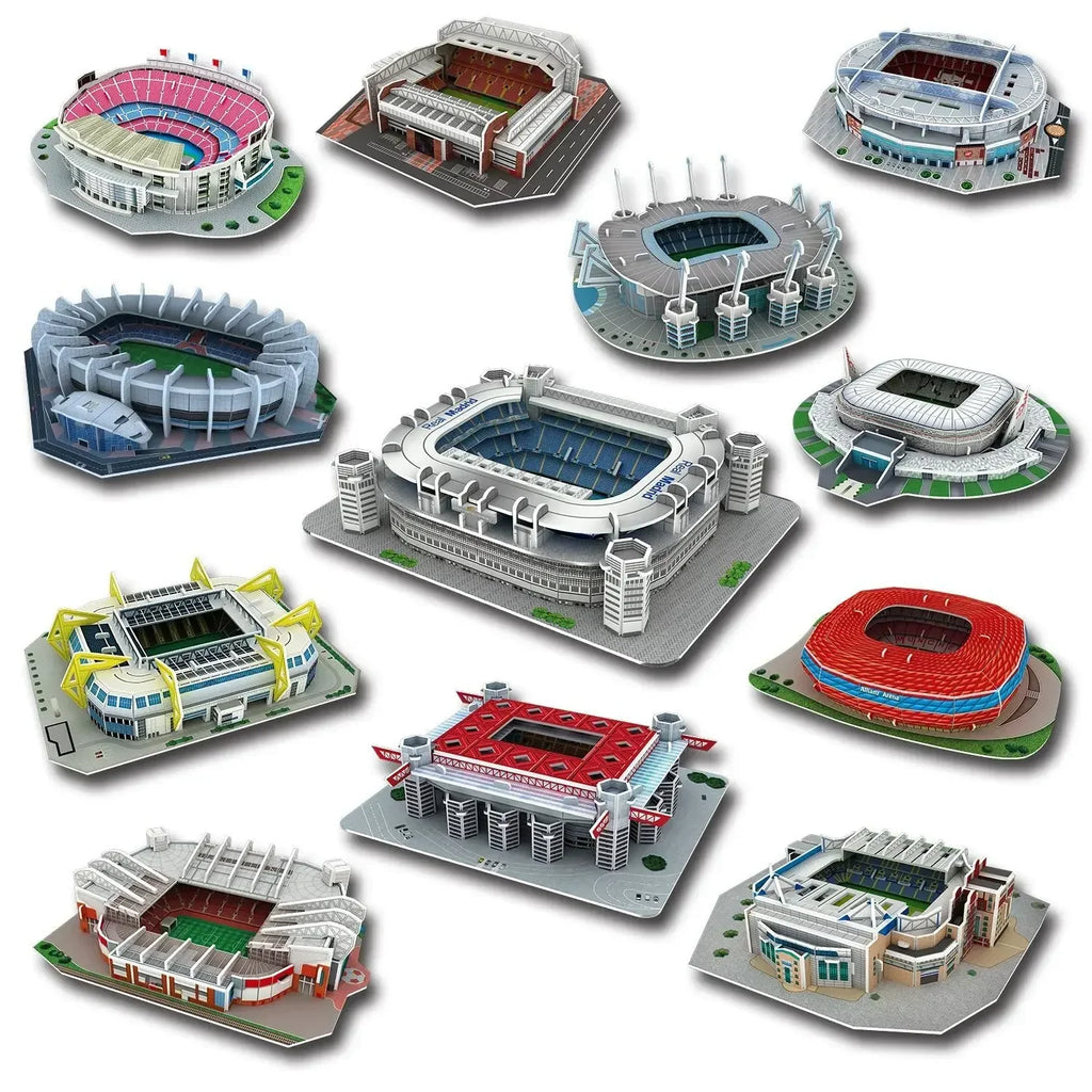 World Famous Football Stadium 3D Puzzle Model - DIY Miniature Soccer Field Building Kit | Football Fan Gift & Collectible Display | Ages 14+