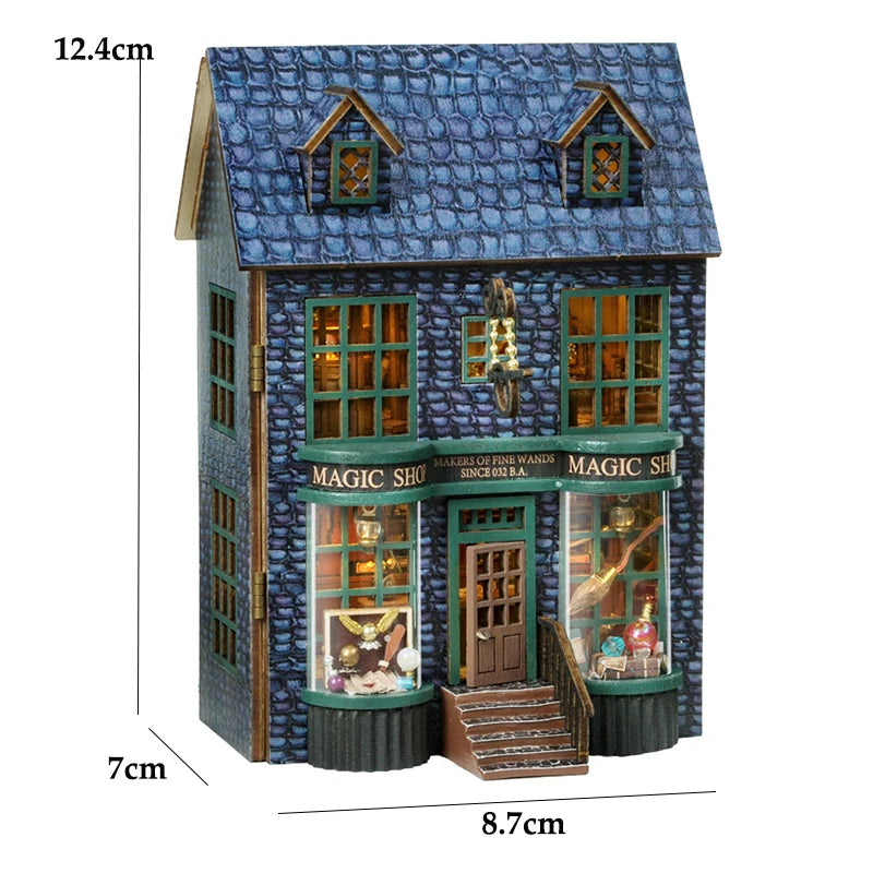 Zuuton DIY Mini Wooden Dollhouse Kit with Furniture & LED Lights - Pink Princess Villa Miniature House Assembly Model, Casa Doll House Toys - Birthday Gift for Girls, Teens, Adults 14+