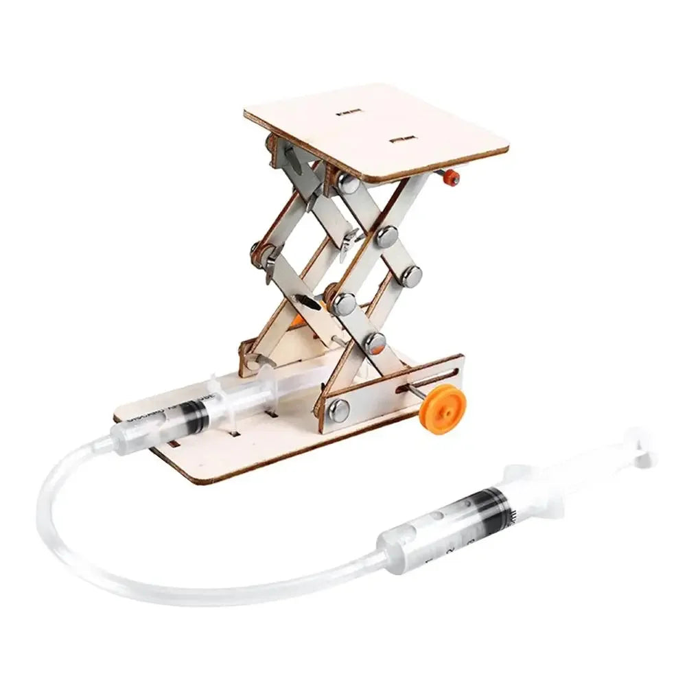 Hydraulic Lift Science Kit for Kids - DIY Educational Physics Experiment Toy | Wooden Building Model for School Projects Ages 6+ | Atmospheric Pressure Learning Set