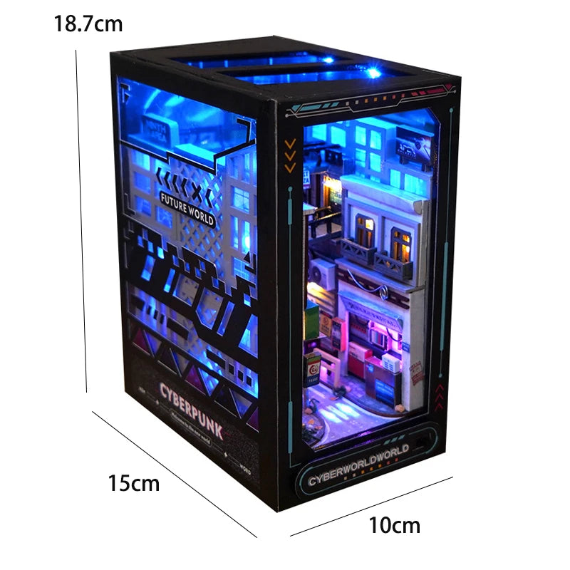 DIY Book Nook Kit for Bookshelves | 3D Wooden Puzzle Diorama with LED Light | Unique Gift for Adult Book Lovers
