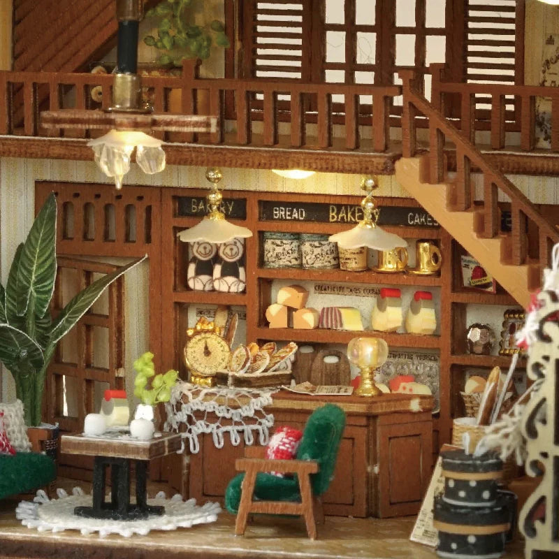 DIY Wooden Miniature Dollhouse Kit with LED Lighting & Furniture - 3D Assembly Model Building Set | Adult Craft Project & Home Decor Gift 14+
