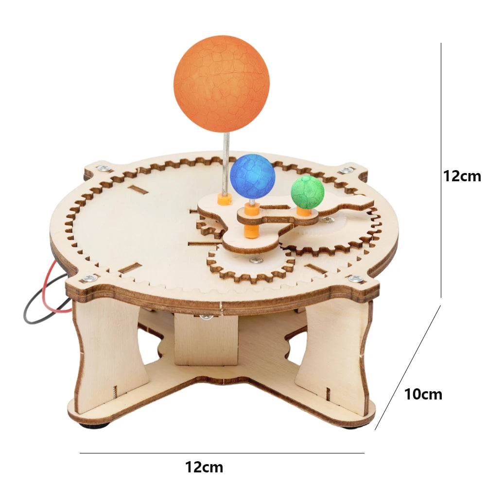 DIY Solar System Model Kit - Motorized Wooden Planetary Movement Set | Educational Science Toy for Kids 6-12 | Sun Earth Moon Assembly Project