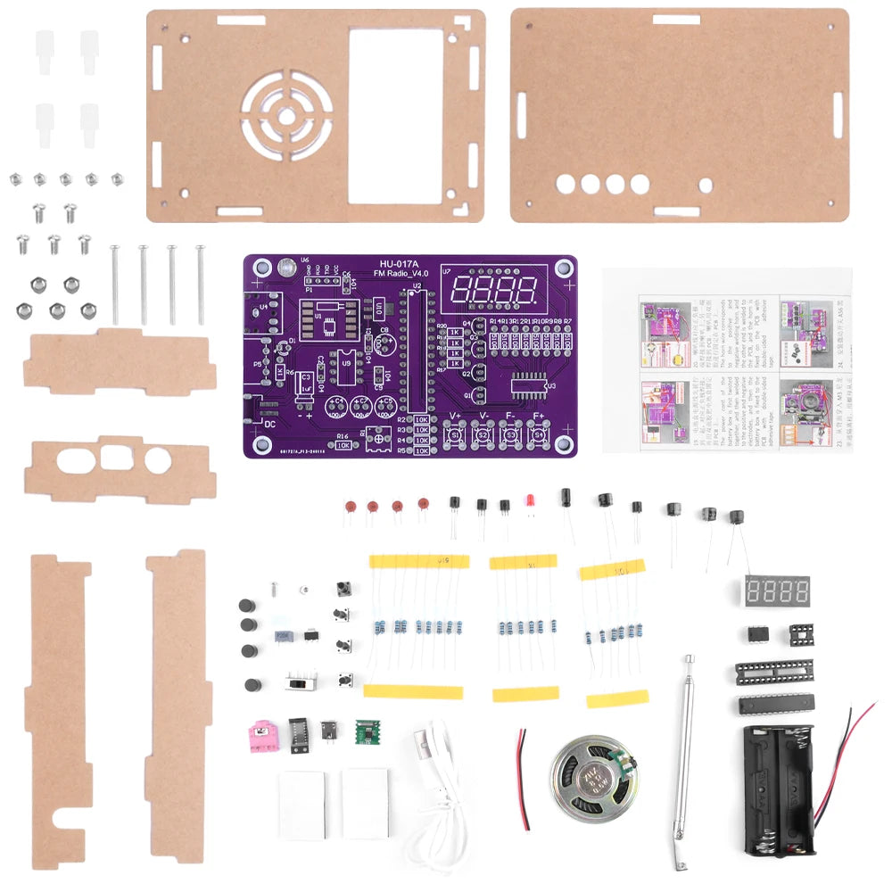 DIY FM Radio Kit 87-108MHz - Electronic Assembly Project with LED Display & Volume Control | RDA5807 Radio Module Building Kit for Learning