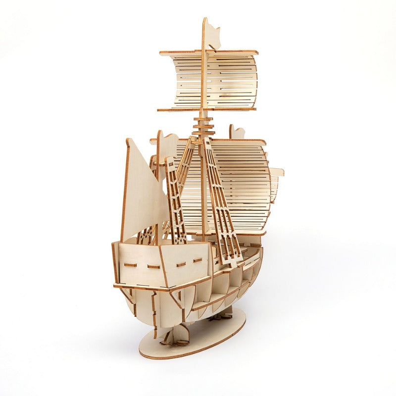 3D Wooden Sailboat Puzzle Model Kit - DIY Assembly Craft Project | Desktop Decoration & Educational Gift for Ages 6+ | Premium Wood Construction Set