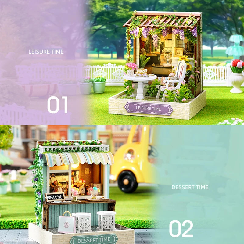 Premium Wooden Miniature Dollhouse Kit with Dust Cover - DIY Assembly Model Building Set | Complete Furniture & Instructions | Birthday Gift for Ages 8+