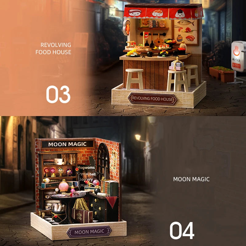 Premium Wooden Miniature Dollhouse Kit with Dust Cover - DIY Assembly Model Building Set | Complete Furniture & Instructions | Birthday Gift for Ages 8+