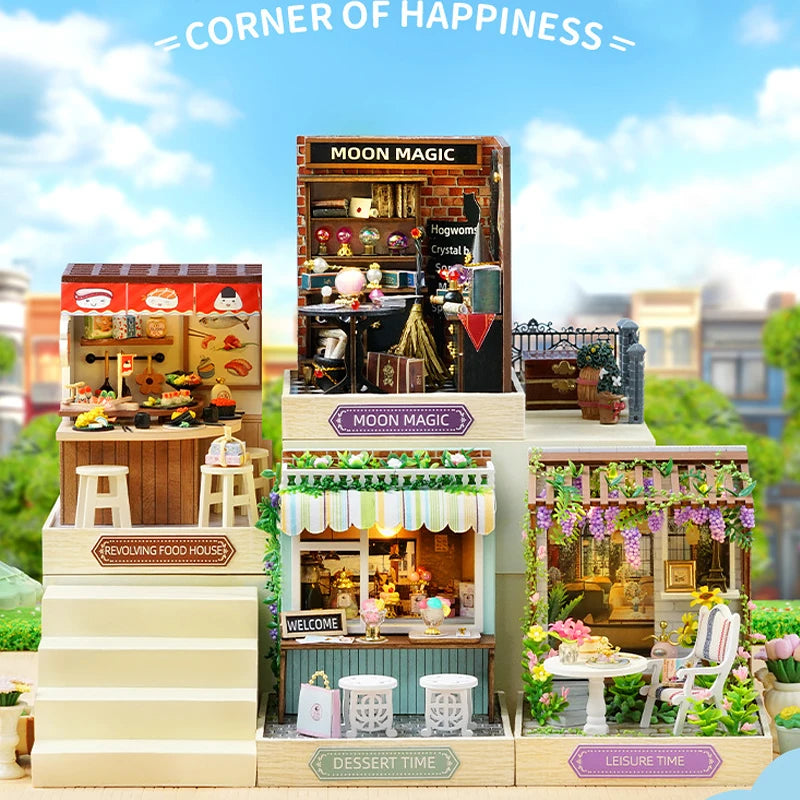 Premium Wooden Miniature Dollhouse Kit with Dust Cover - DIY Assembly Model Building Set | Complete Furniture & Instructions | Birthday Gift for Ages 8+