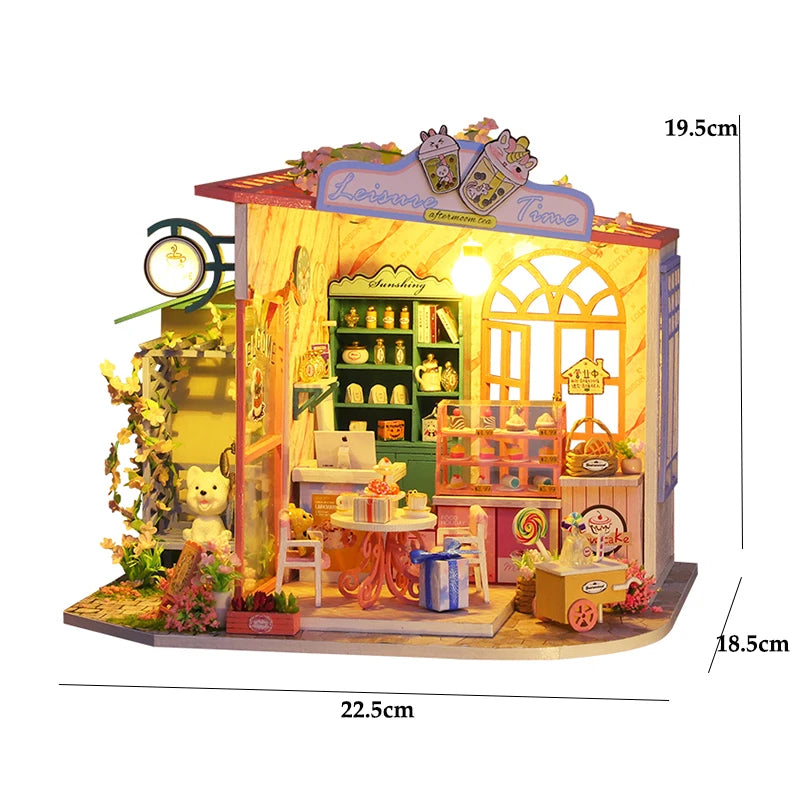 DIY Flower House Dollhouse Kit with LED Lights - Wooden 3D Miniature Building Set | Handmade Craft Model for Adults & Teens 14+ | Creative Assembly Toy