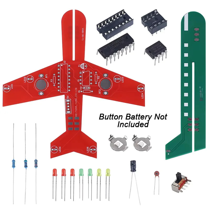 DIY Electronics Kit - LED Airplane Circuit Board | CD4017 Flow Lamp Soldering Practice Kit | Flashing LED PCB Assembly Project