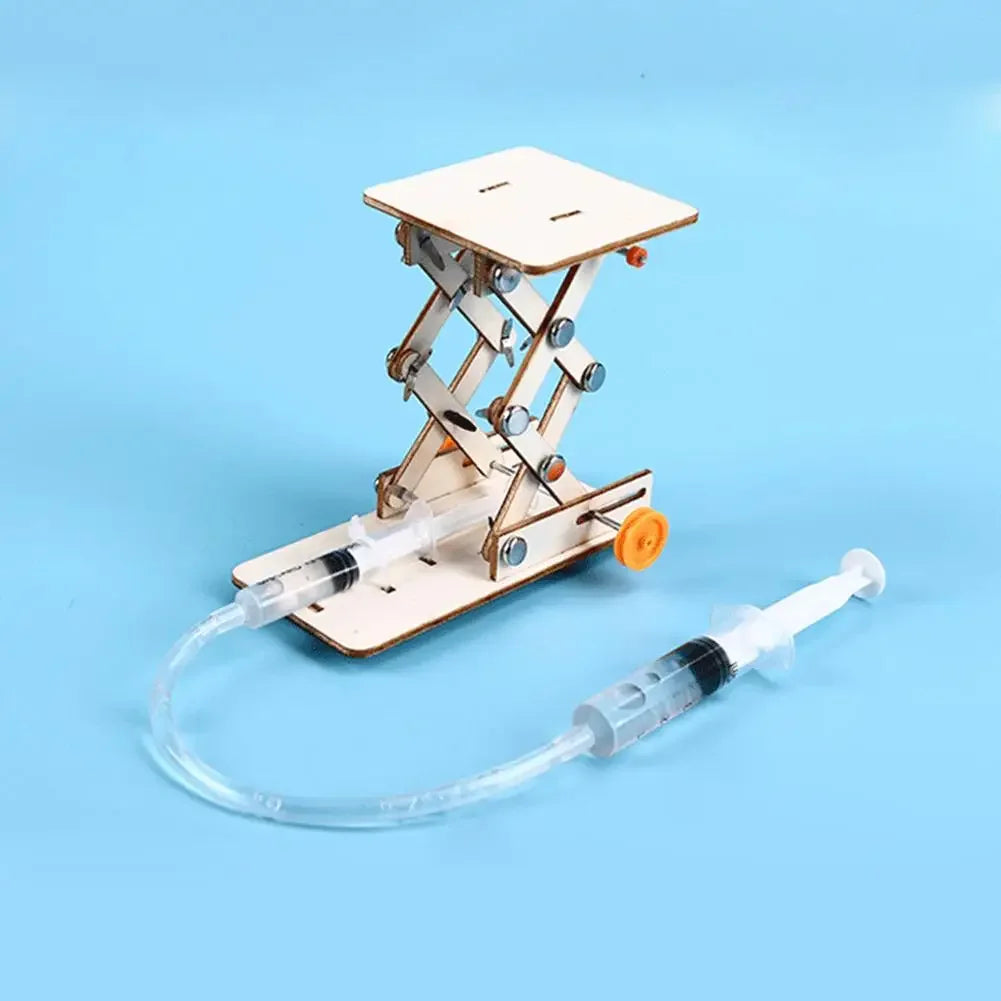 Hydraulic Lift Science Kit for Kids - DIY Educational Physics Experiment Toy | Wooden Building Model for School Projects Ages 6+ | Atmospheric Pressure Learning Set
