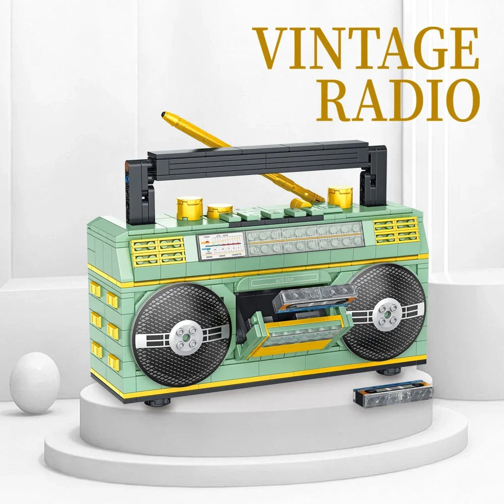 Vintage Radio Building Set - Classic Retro Music Player Model Kit | Compatible Building Blocks for Kids & Adults | Creative Display Gift Toy