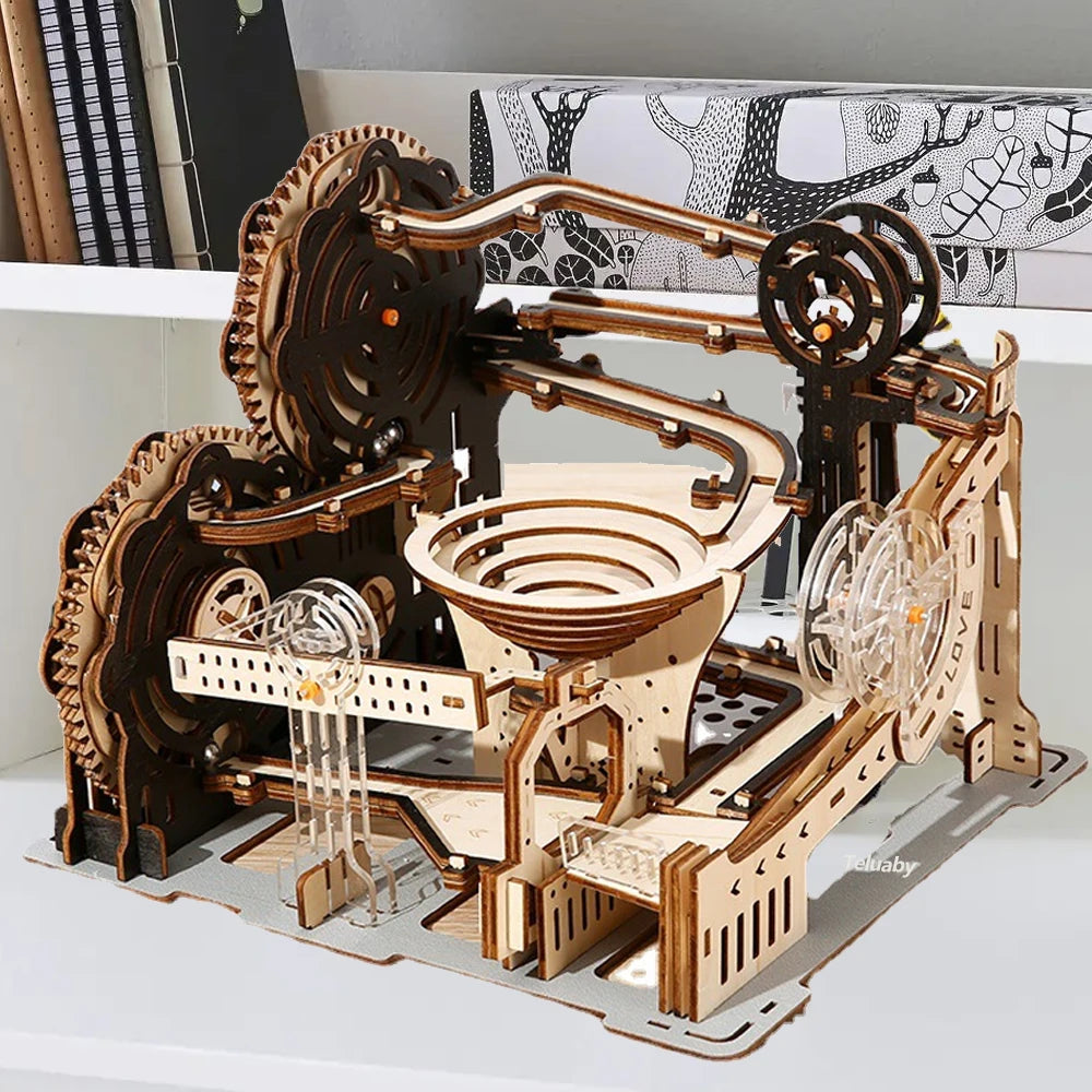 3D Wooden Marble Run Puzzle Kit - DIY Mechanical Engineering Building Set | STEAM Educational Toy for Kids & Adults | Birthday Gift Ages 3+