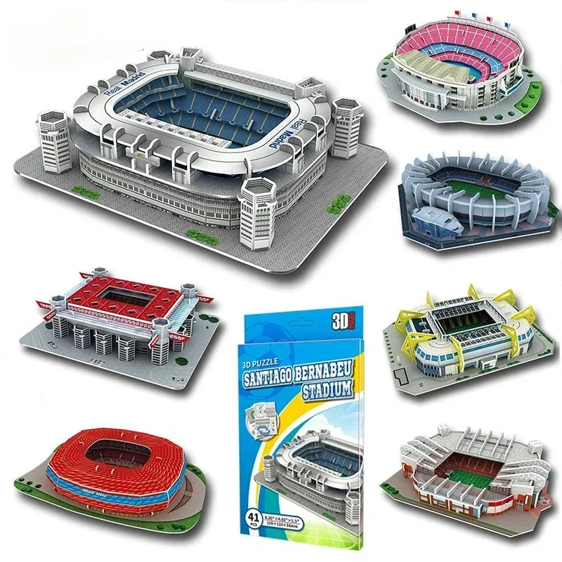 World Famous Football Stadium 3D Puzzle Model - DIY Miniature Soccer Field Building Kit | Football Fan Gift & Collectible Display | Ages 14+