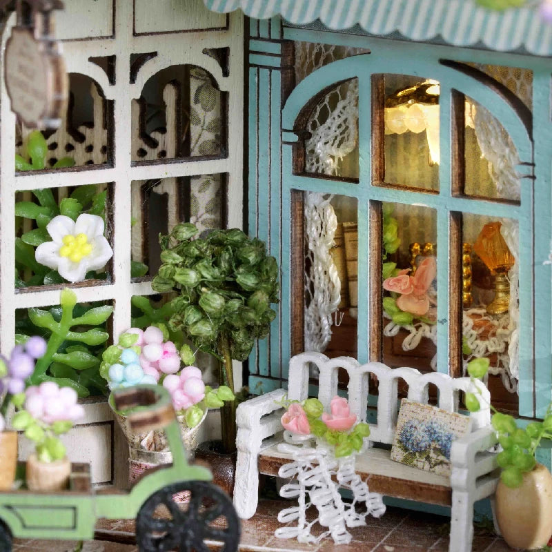 DIY Wooden Miniature Dollhouse Kit with LED Lighting & Furniture - 3D Assembly Model Building Set | Adult Craft Project & Home Decor Gift 14+