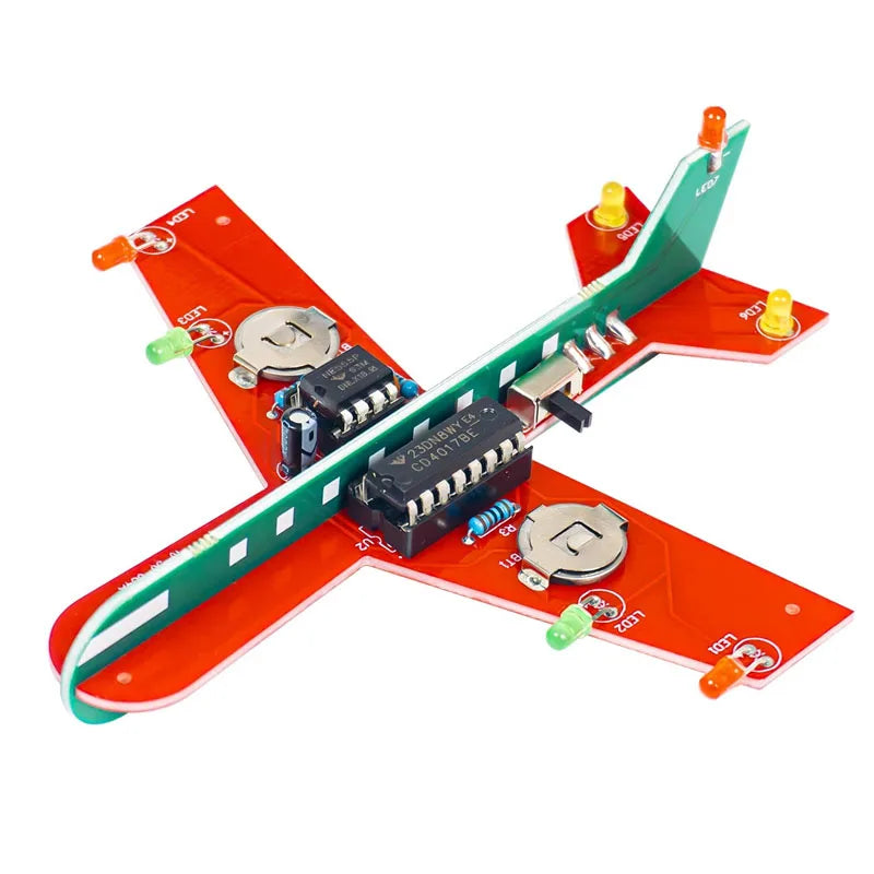 DIY Electronics Kit - LED Airplane Circuit Board | CD4017 Flow Lamp Soldering Practice Kit | Flashing LED PCB Assembly Project