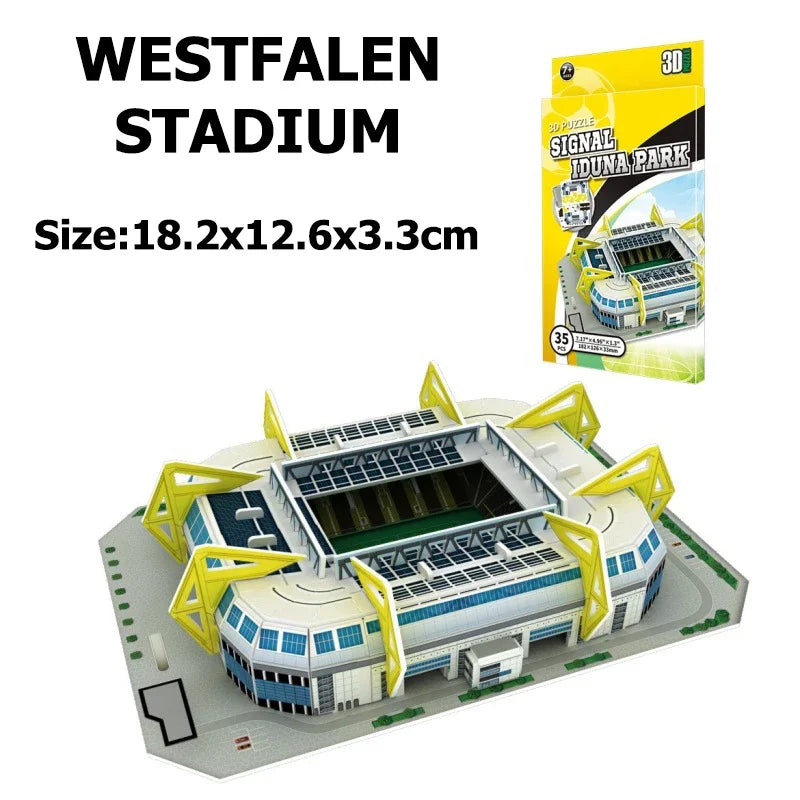 World Famous Football Stadium 3D Puzzle Model - DIY Miniature Soccer Field Building Kit | Football Fan Gift & Collectible Display | Ages 14+