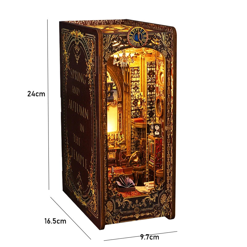 DIY Book Nook Kit for Bookshelves | 3D Wooden Puzzle Diorama with LED Light | Unique Gift for Adult Book Lovers