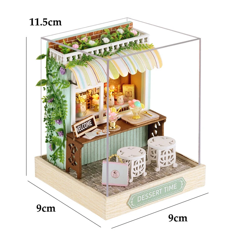 Mini DIY Dollhouse Kit with Dust Cover - 3D Wooden Assembly Model Building Set | Complete Bedroom Room Decoration & Birthday Gift 14+