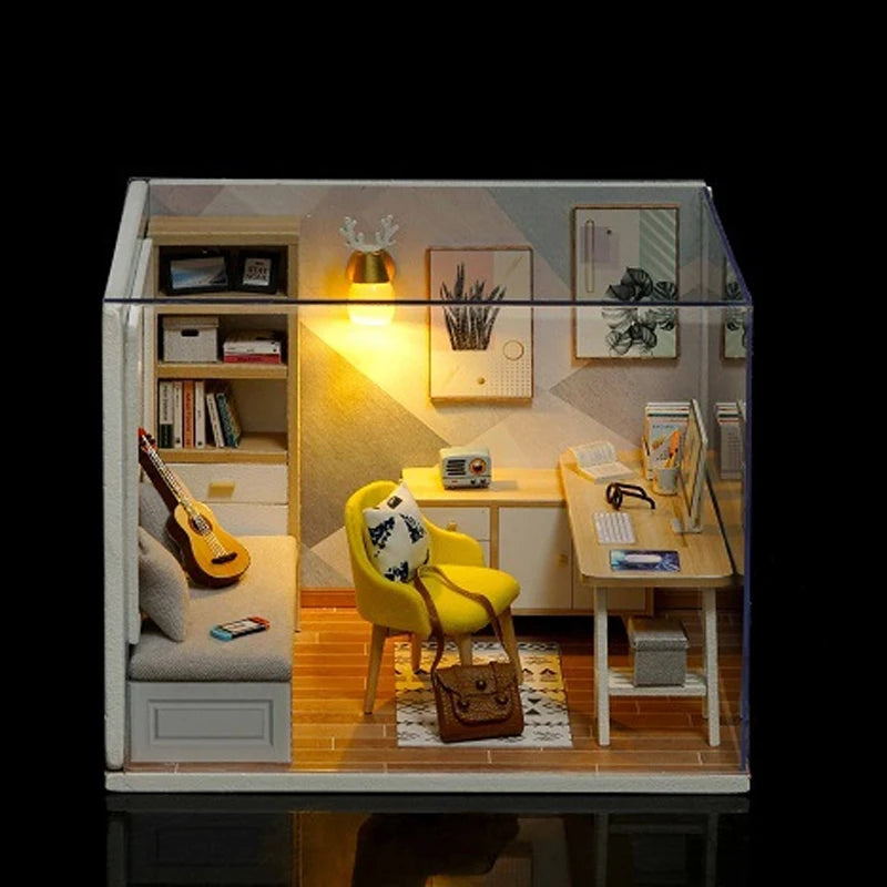 DIY Miniature Room Box Kit | 3D Wooden Puzzle Dollhouse with Furniture | Creative Hobby Gift for Adults & Teens