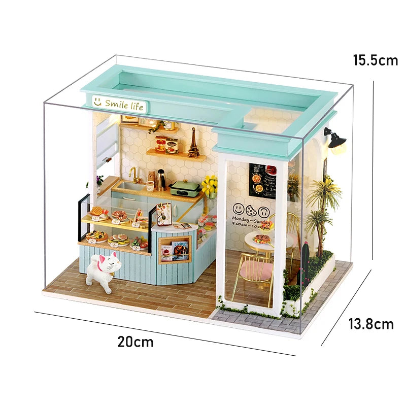 DIY Miniature Dollhouse Kit with LED Lights & Furniture - 3D Wooden Dollhouse Assembly Building Set for Adults & Teens 14+ | Casa Model Gift
