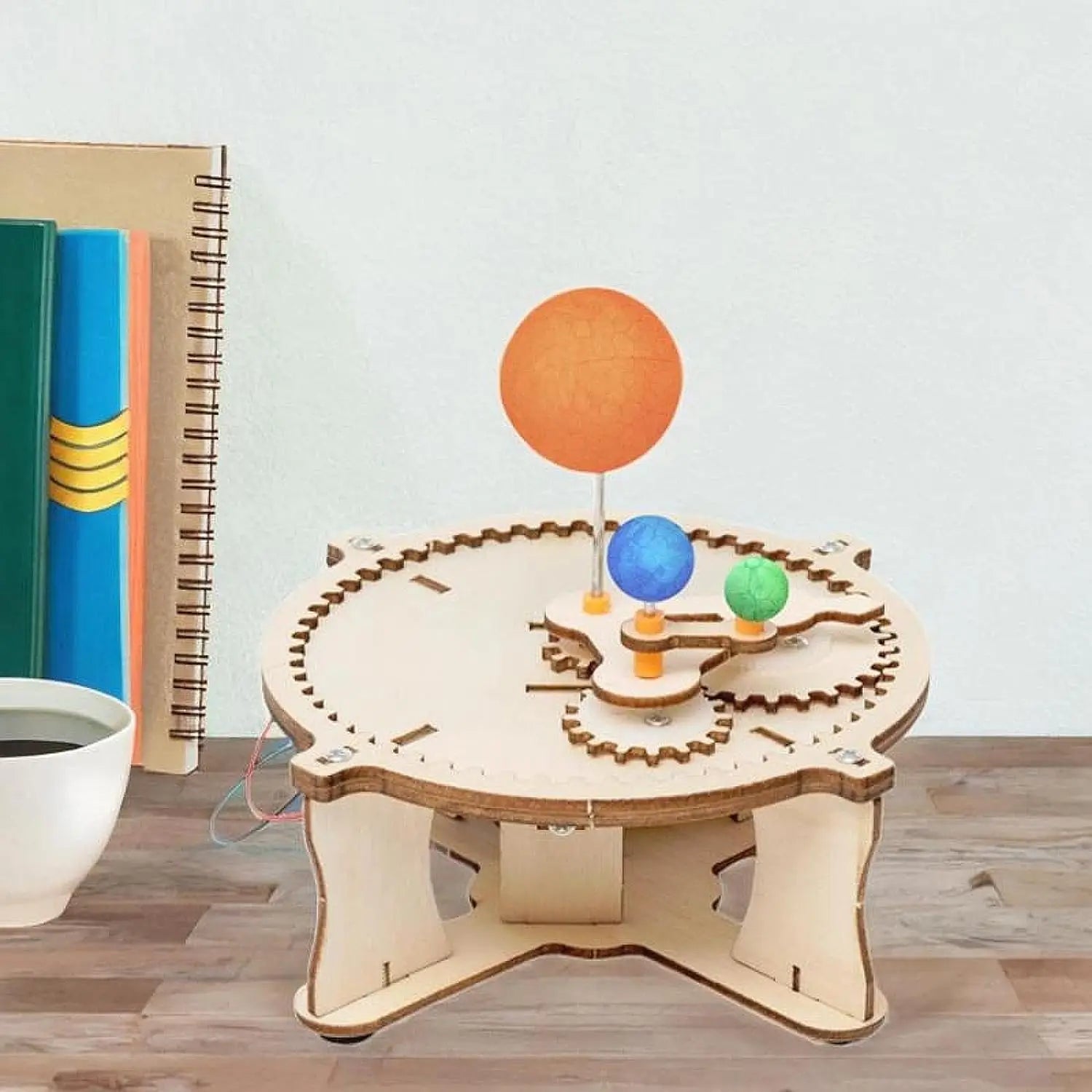 DIY Solar System Model Kit - Motorized Wooden Planetary Movement Set | Educational Science Toy for Kids 6-12 | Sun Earth Moon Assembly Project