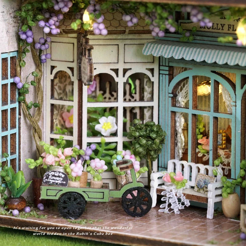DIY Wooden Miniature Dollhouse Kit with LED Lighting & Furniture - 3D Assembly Model Building Set | Adult Craft Project & Home Decor Gift 14+