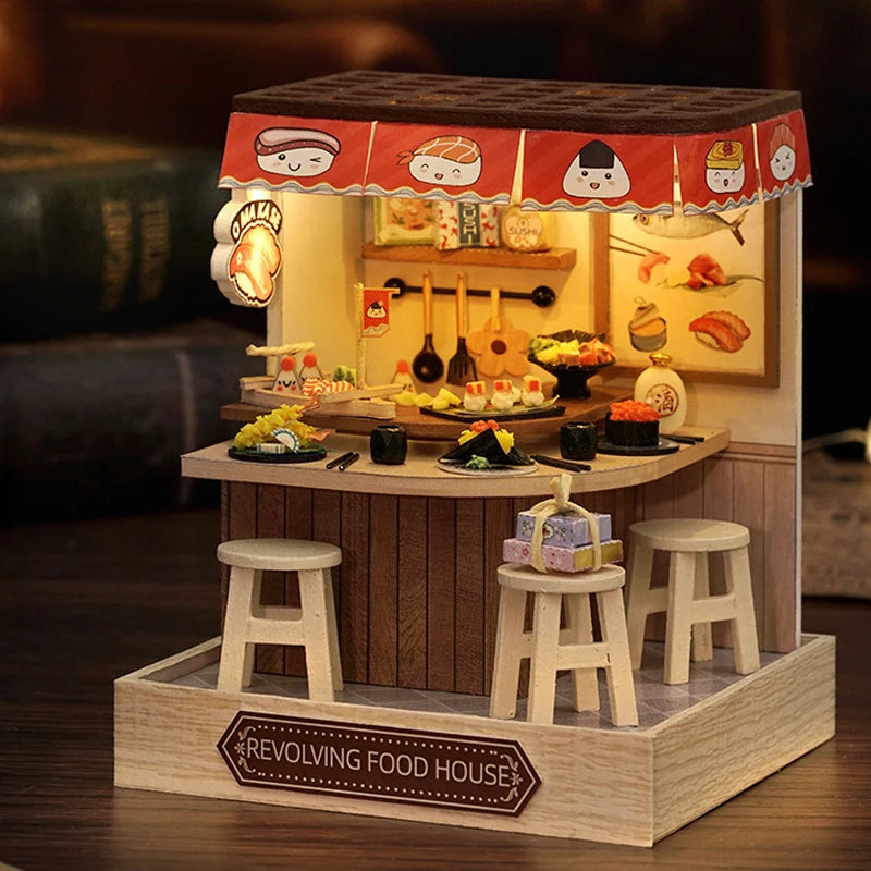 Premium Wooden Miniature Dollhouse Kit with Dust Cover - DIY Assembly Model Building Set | Complete Furniture & Instructions | Birthday Gift for Ages 8+