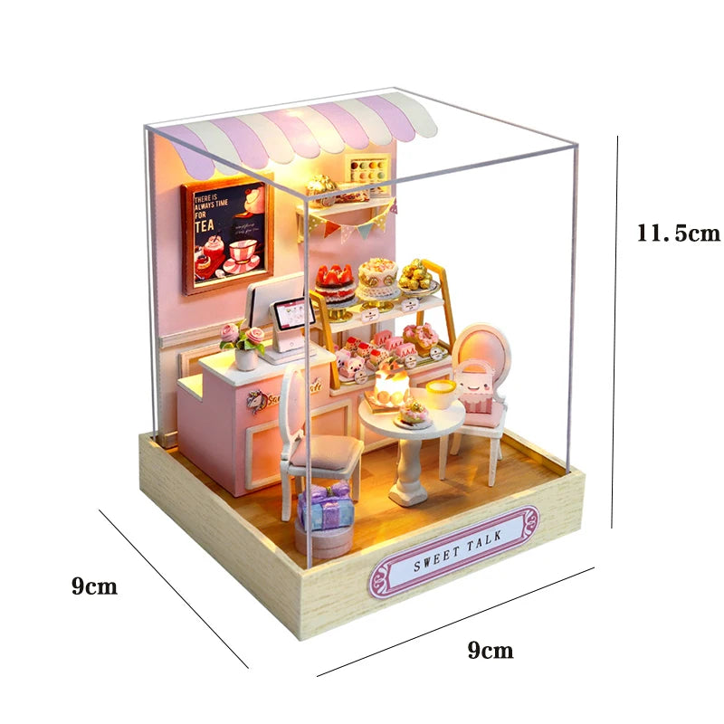 Premium Wooden Miniature Dollhouse Kit with Dust Cover - DIY Assembly Model Building Set | Complete Furniture & Instructions | Birthday Gift for Ages 8+