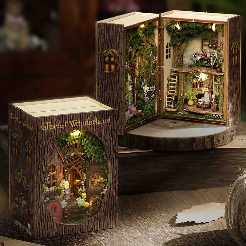 DIY Wooden Miniature Dollhouse Kit with LED Lighting & Furniture - 3D Assembly Model Building Set | Adult Craft Project & Home Decor Gift 14+