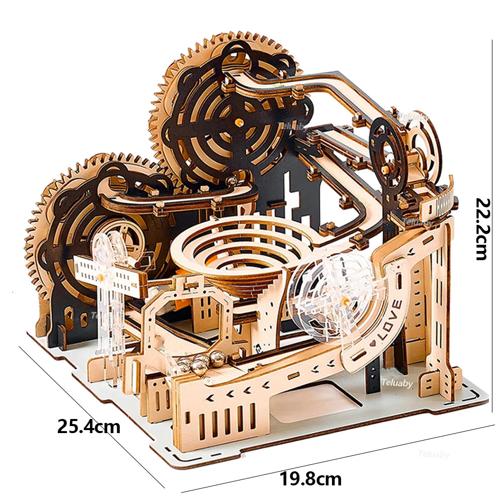 3D Wooden Marble Run Puzzle Kit - DIY Mechanical Engineering Building Set | STEAM Educational Toy for Kids & Adults | Birthday Gift Ages 3+