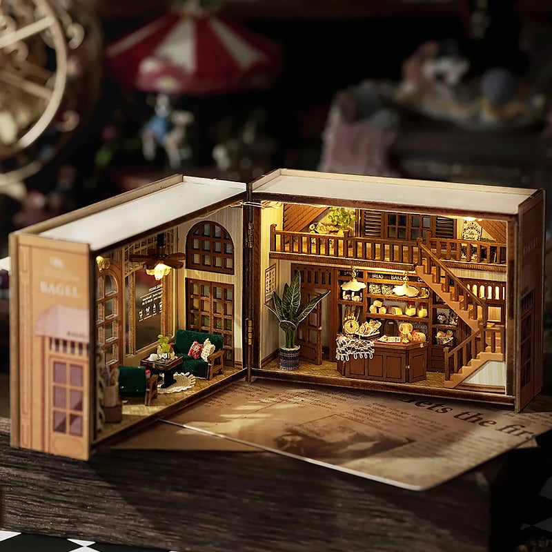 DIY Wooden Miniature Dollhouse Kit with LED Lighting & Furniture - 3D Assembly Model Building Set | Adult Craft Project & Home Decor Gift 14+