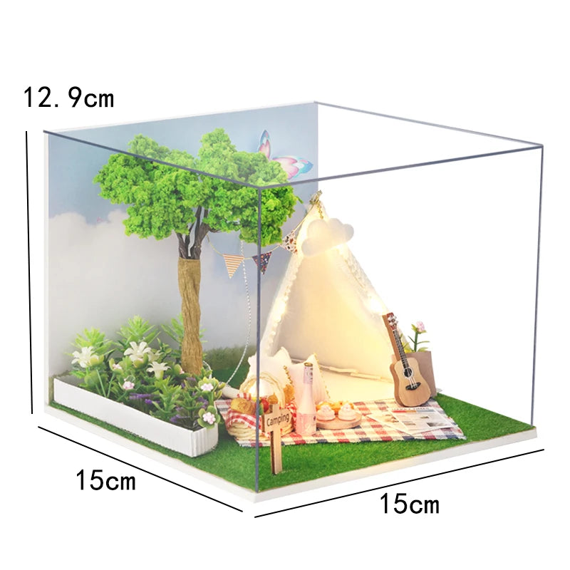 DIY Miniature Dollhouse Kit with LED Lights | 3D Wooden Puzzle Room Box with Furniture | Holiday & Birthday Gift for Adults
