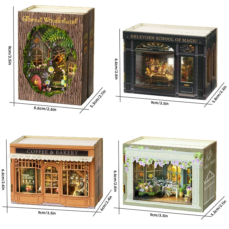 DIY Wooden Miniature Dollhouse Kit with LED Lighting & Furniture - 3D Assembly Model Building Set | Adult Craft Project & Home Decor Gift 14+