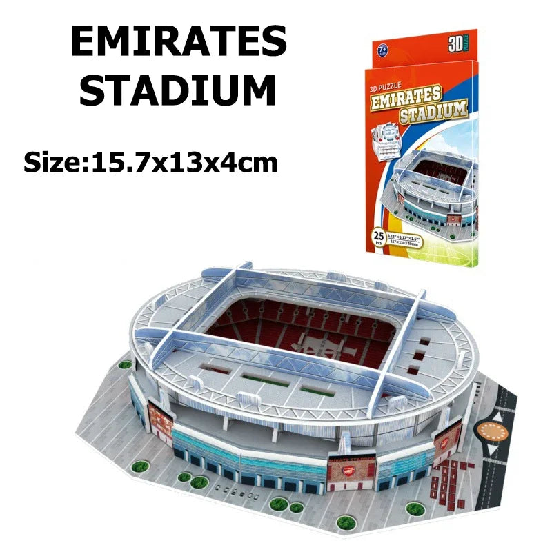 World Famous Football Stadium 3D Puzzle Model - DIY Miniature Soccer Field Building Kit | Football Fan Gift & Collectible Display | Ages 14+