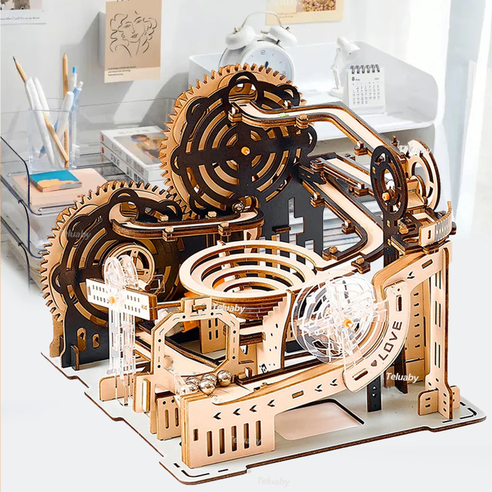3D Wooden Marble Run Puzzle Kit - DIY Mechanical Engineering Building Set | STEAM Educational Toy for Kids & Adults | Birthday Gift Ages 3+