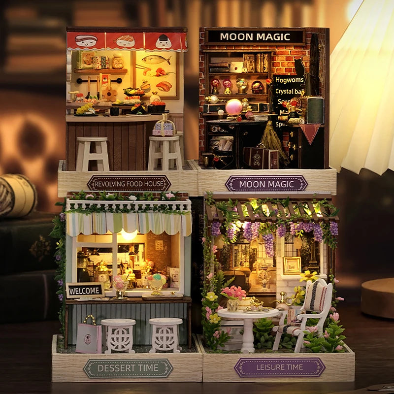 Premium Wooden Miniature Dollhouse Kit with Dust Cover - DIY Assembly Model Building Set | Complete Furniture & Instructions | Birthday Gift for Ages 8+