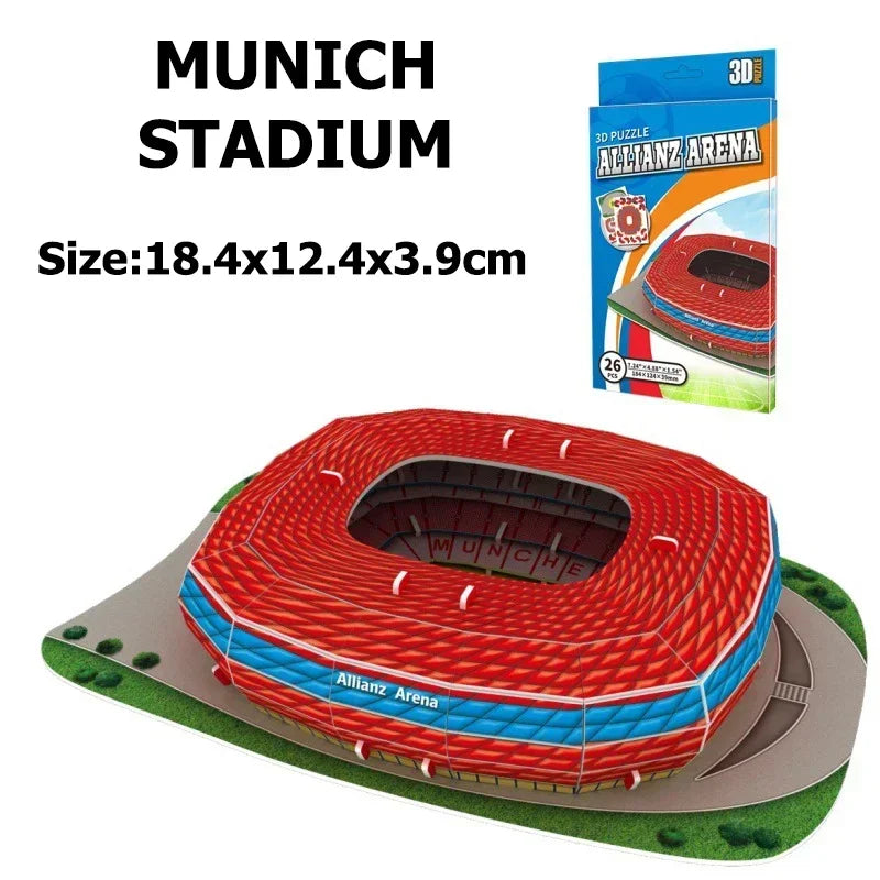 World Famous Football Stadium 3D Puzzle Model - DIY Miniature Soccer Field Building Kit | Football Fan Gift & Collectible Display | Ages 14+