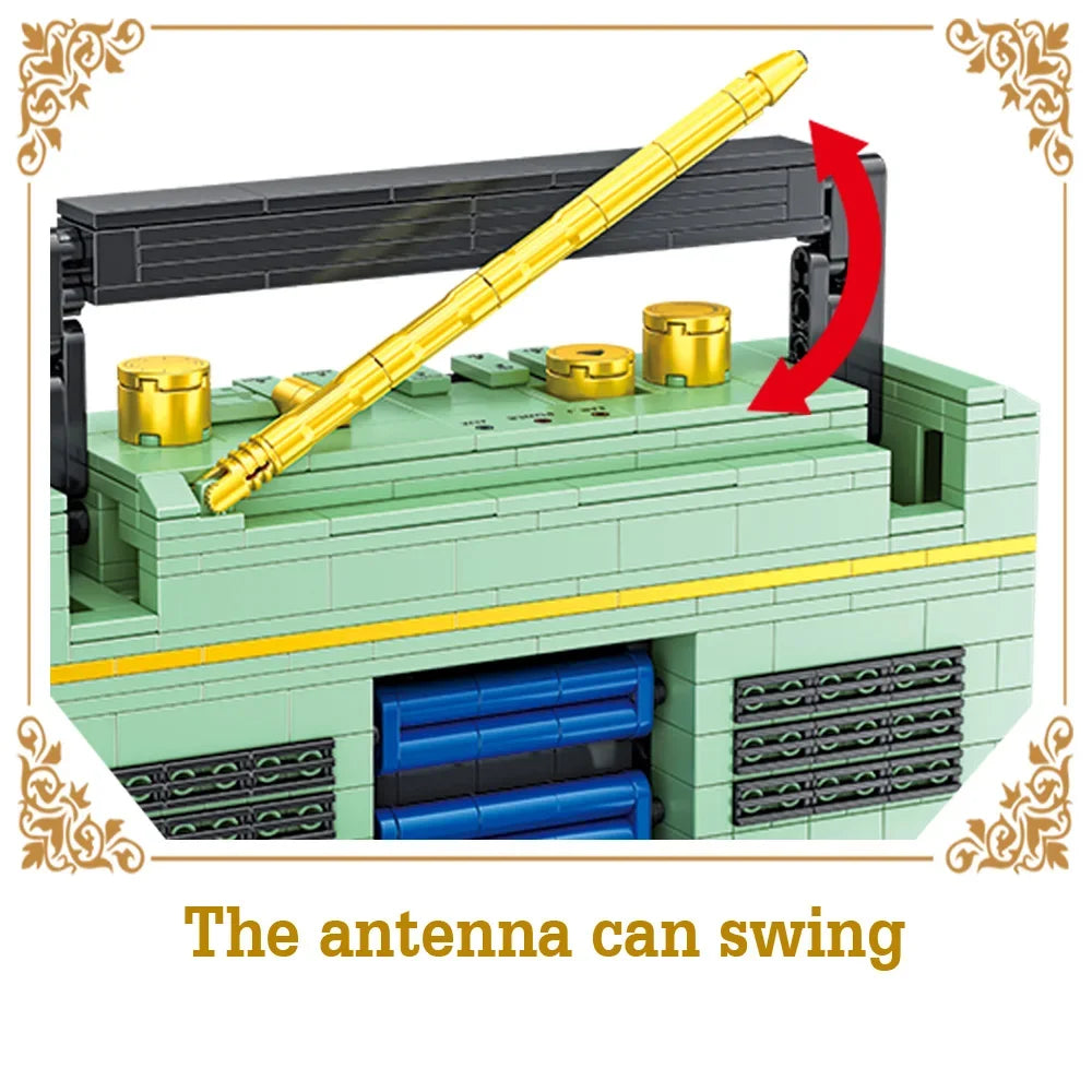 Vintage Radio Building Set - Classic Retro Music Player Model Kit | Compatible Building Blocks for Kids & Adults | Creative Display Gift Toy